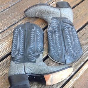 Cowtown Cowboy Western Boots 8.5 Shoes Blue Gray 2 Tone Leather Embroidery USA